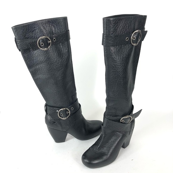 Lucky Brand Shoes - Lucky Pebbled Leather buckle heeled boots Candice